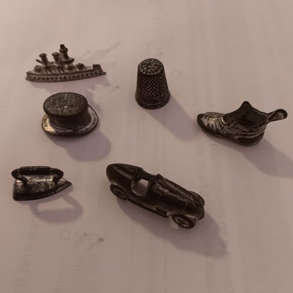 Vintage 1960's Monopoly Game Pieces, Cards, houses, and money - Picture 1 of 5